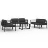 vidaXL Set muebles de jard&iacute;n 7 pzas y cojines aluminio gris antracita