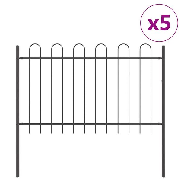vidaXL Valla de Jard&iacute;n 5 pcs Gris 8,5 x 1,2 m
