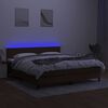 vidaXL Cama box spring con colch&oacute;n LED tela marr&oacute;n oscuro 160x200 cm