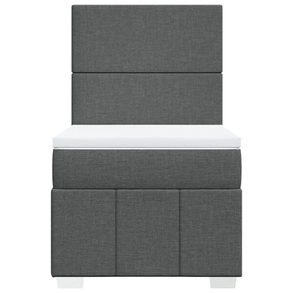 vidaXL Cama box spring con colch&oacute;n tela gris oscuro 90x200 cm