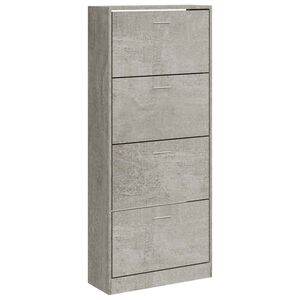 vidaXL Zapatero madera contrachapada gris hormig&oacute;n 63x24x147 cm