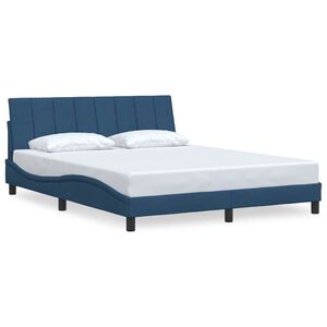 vidaXL Estructura de cama sin colch&oacute;n Hanko tela azul 160x200 cm