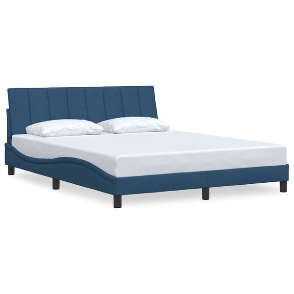 vidaXL Estructura de cama sin colch&oacute;n Hanko tela azul 160x200 cm