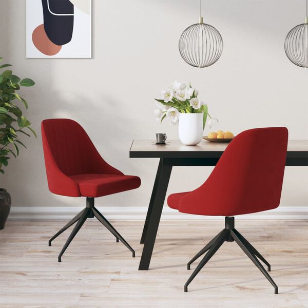 vidaXL Sillas de comedor 2 unidades terciopelo rojo tinto