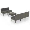 vidaXL Set de muebles de jard&iacute;n 6 pzas y cojines rat&aacute;n sint&eacute;tico gris