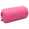 vidaXL Rollo hinchable de gimnasia con bomba PVC rosa 120x75 cm