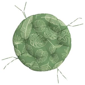vidaXL Coj&iacute;n redondo tela Oxford estampado de hojas &Oslash; 60x11 cm