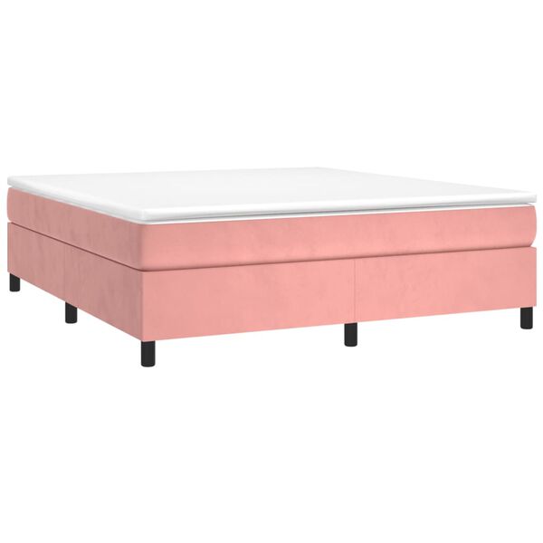 vidaXL Cama box spring con colch&oacute;n terciopelo rosa 160x200 cm