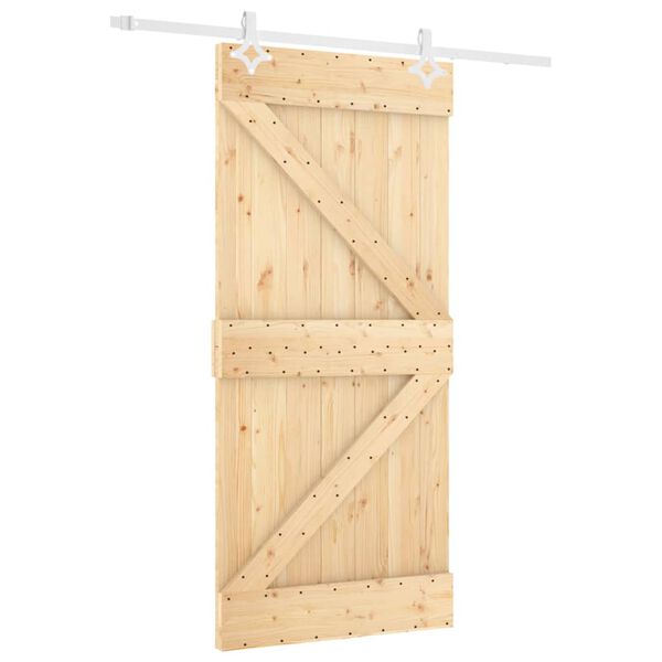 vidaXL Puerta corredera con herrajes madera maciza de pino 90x210 cm