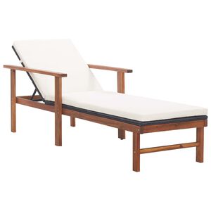 vidaXL Tumbona con coj&iacute;n rat&aacute;n sint&eacute;tico y madera maciza acacia negro