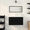 vidaXL Juego de muebles de ba&ntilde;o 3 pcs Roble Negro Madera de ingenier&iacute;a