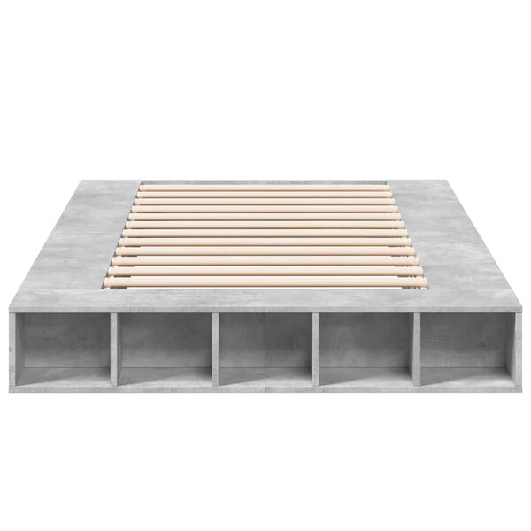 vidaXL Estructura de cama madera de ingenier&iacute;a gris hormig&oacute;n 120x200cm