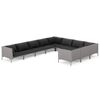 vidaXL Muebles de jard&iacute;n 10 pzas y cojines rat&aacute;n sint&eacute;tico gris oscuro