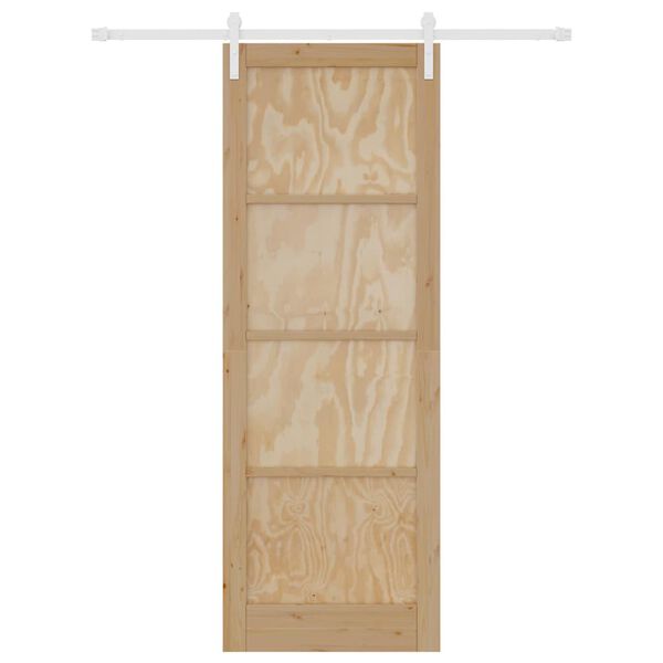 vidaXL Puerta Corredera Marr&oacute;n 83 x 232 cm Madera de pino macizo