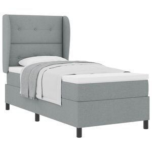 vidaXL Cama tipo Box Spring con cabecera Gris claro 90 x 190 cm tela