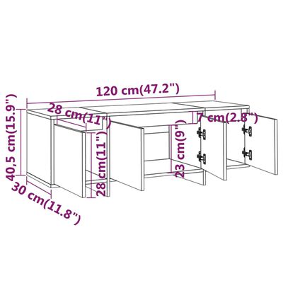 vidaXL Mueble para TV madera contrachapada blanco 120x30x40,5 cm