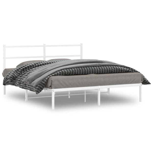 vidaXL Estructura cama sin colch&oacute;n con cabecero metal blanco 160x200cm