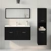vidaXL Juego de muebles de ba&ntilde;o 3 pcs Roble Negro Madera de ingenier&iacute;a