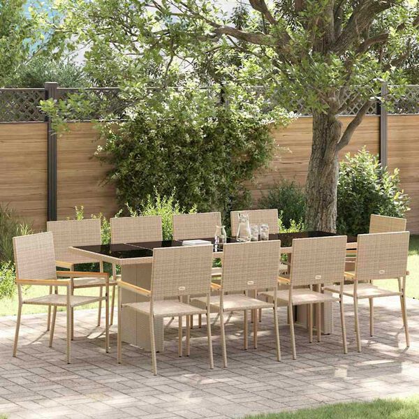 vidaXL Conjunto de Comedor de Jard&iacute;n 11 pcs Beige rat&aacute;n sint&eacute;tico