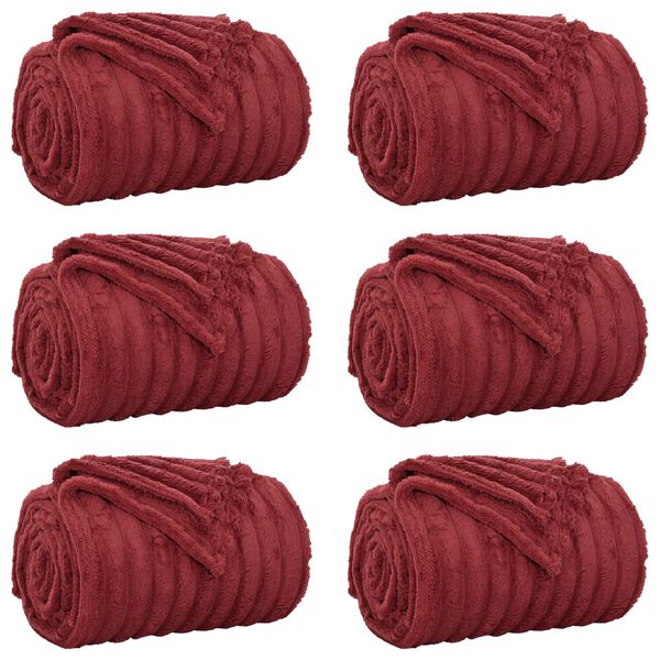 vidaXL Mantitas de Sof&aacute; 6 pcs Rojo Burdeos 270 x 240 cm Lana
