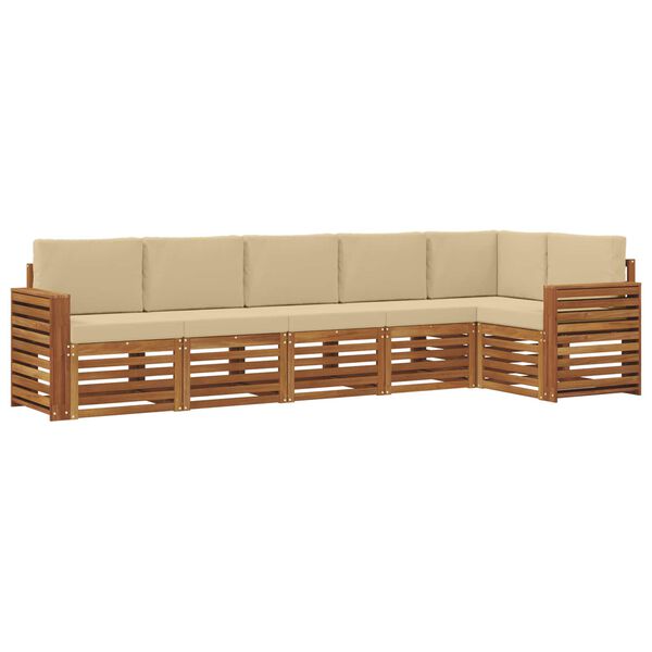 vidaXL Juegos de sof&aacute;s 6 pcs Natural y Beige Madera de Acacia S&oacute;lida