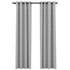 vidaXL Cortinas opacas con ojales look de lino 2 pzas gris 140x245 cm