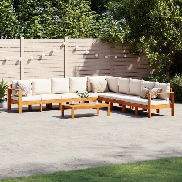 vidaXL Set de sof&aacute;s de jard&iacute;n con cojines 6 pzas madera maciza acacia