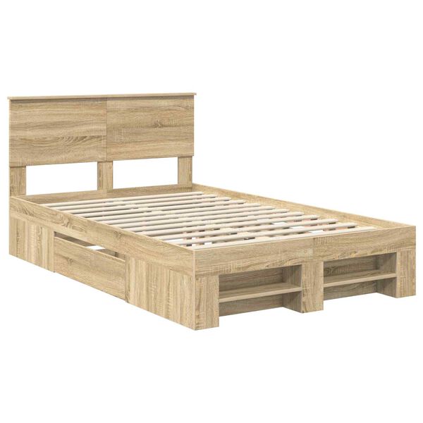 vidaXL Estructura de cama con cabecera Roble Sonoma 137 x 203 cm