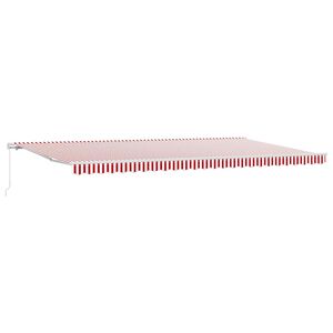 vidaXL Toldo retr&aacute;ctil Rojo y blanco 600 x 300 cm Poli&eacute;ster y Aluminio