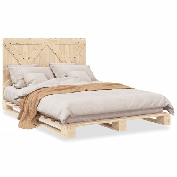 vidaXL Estructura de cama con cabecero madera maciza pino 140x200 cm