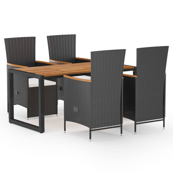 vidaXL Juego de comedor para jard&iacute;n 5 piezas negro