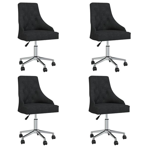 vidaXL Sillas de comedor giratorias 4 unidades tela negro
