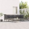 vidaXL Set de muebles de jard&iacute;n 6 pzas y cojines rat&aacute;n sint&eacute;tico gris