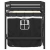 vidaXL Cama alta ni&ntilde;os con cortinas madera pino blanco negro 80x200 cm