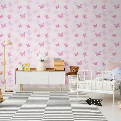 Kids at Home Papel de pared Butterfly rosa 100114