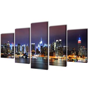 vidaXL Set decorativo de lienzos para pared Nueva York noche 200 x 100 cm