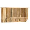 vidaXL Perchero de pared de madera maciza de mango 70x20x36 cm