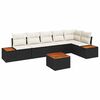 vidaXL Conjunto de sof&aacute;s de jard&iacute;n 7 uds. Negro Polirat&aacute;n