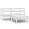 vidaXL Conjunto de muebles de jard&iacute;n 3 pzas madera maciza pino blanco