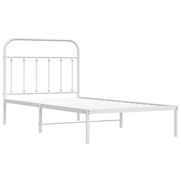 vidaXL Estructura cama sin colch&oacute;n con cabecero metal blanco 100x190cm