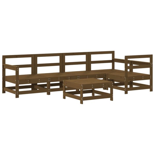 vidaXL Juego muebles de jard&iacute;n 6 piezas madera maciza pino marr&oacute;n miel