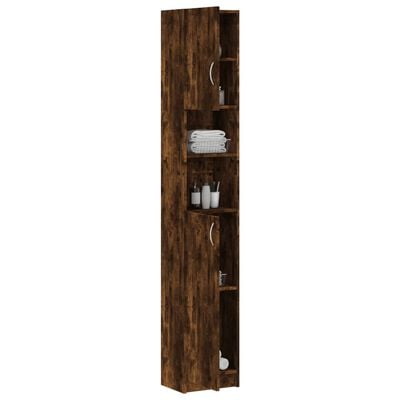 vidaXL Armario baño madera contrachapada roble ahumado 32x25,5x190 cm