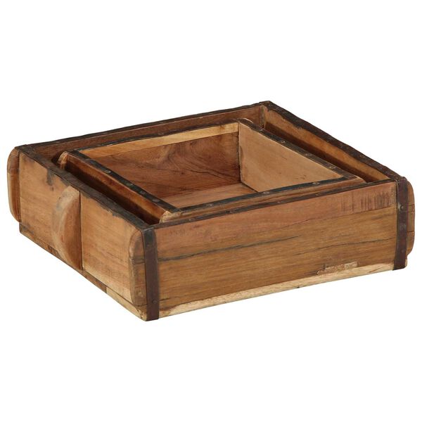 vidaXL Bandeja 2 pcs Marr&oacute;n 29 x 31 x 10 cm Madera s&oacute;lida recuperada