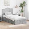 vidaXL Estructura de cama con cabecera Gris Concreto 90 x 190 cm