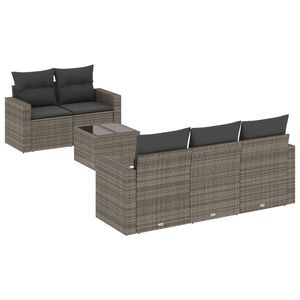 vidaXL Set de muebles de jard&iacute;n 6 pzas y cojines rat&aacute;n sint&eacute;tico gris