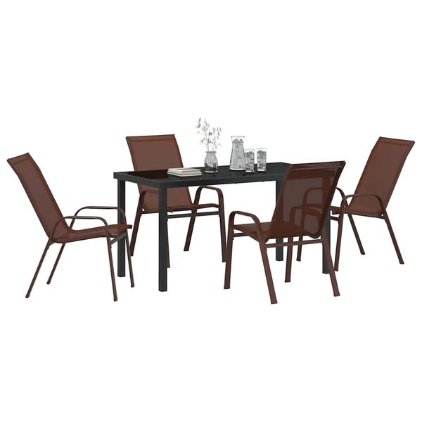 vidaXL Conjunto de Comedor de Jard&iacute;n 5 pcs Marr&oacute;n y Negro