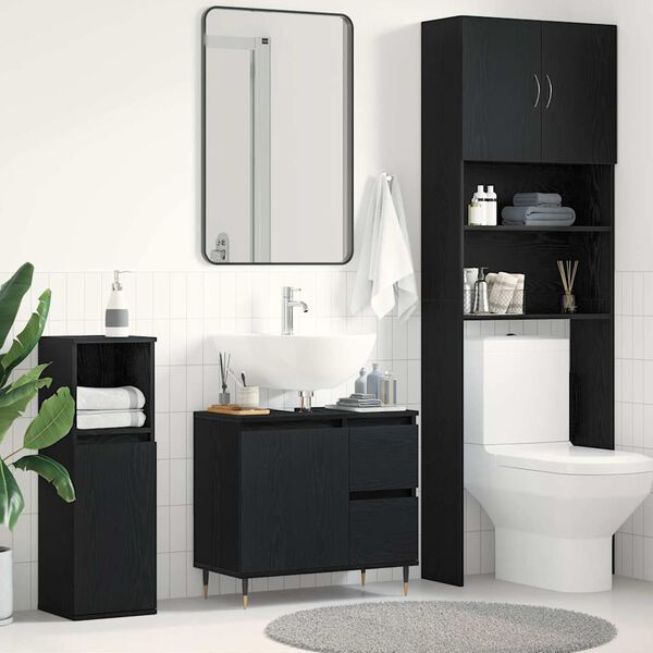 vidaXL Gabinete de Ba&ntilde;o con caj&oacute;n Roble Negro 65 x 33 x 60 cm