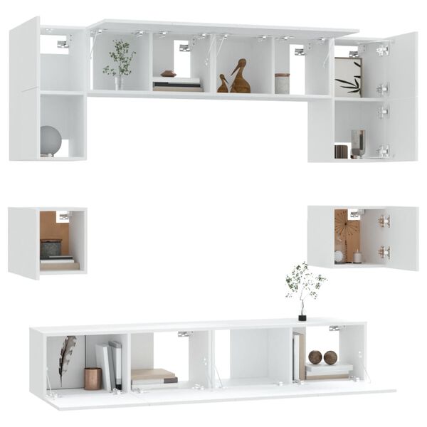 vidaXL Set de muebles para TV 8 piezas madera contrachapada blanco