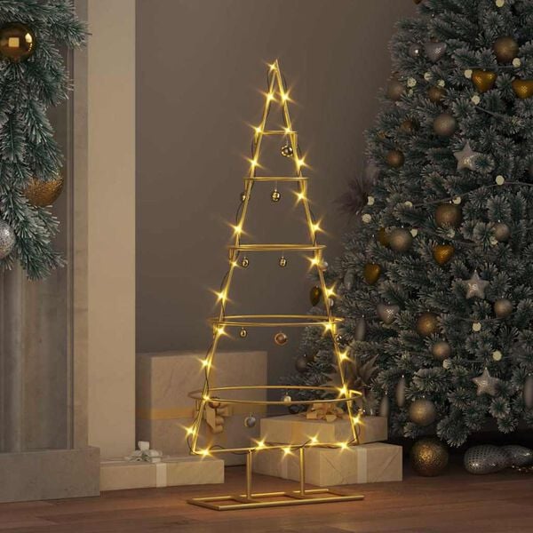 vidaXL &Aacute;rbol de Navidad de metal con soporte Dorado 90 cm