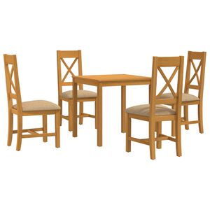 vidaXL Conjunto de comedor 5 uds. Beige Madera de Roble S&oacute;lido
